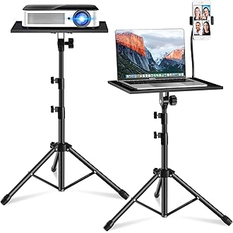 Support Vidéoprojecteur 4-en-1 à Roulettes - Trépied Réglable 73-149 Cm Pivotant 180° - Portable