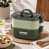2 Katlı Yemek Termosu, Sızdırmaz Beslenme Kabı, B&ouml;lmeli Yemek Saklama Kabı, Yeşil Taşınabilir Lunch Box