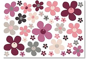 beihaasnatuerlich® 40 Blumenaufkleber Prilblumen Aufkleber Set Blumen für Küche, Bad, Auto, Fahrrad, Koffer, Laptop, Handy, Bobbycar, Roller, wasserfeste Sticker outdoor (Blumen lila-beige)