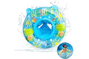 Moocuca Baby schwimmring, Schwimmsitz Kinder mit Cartoon-Print, Schwimmreifen Baby für Kinder von 6 Monaten bis 3 Jahren, Schwimmhilfe Baby für Jungen und Mädchen (Blau)
