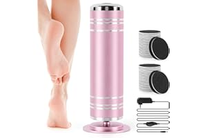 LIONVISON Lima elettrica per la rimozione dei calli: lima regolabile con 60 dischi vetrati, strumento professionale per pedicure uomo e donna, pelle morta (rosa)