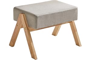 YMYNY HBD022M podnóżek, mały podnóżek na buty, podnóżek pomocniczy, typ A, nowoczesny, stabilny, drewniany podnóżek do odpoczynku, do salonu, sypialni, 40 x 28 x 30 cm, beżowy