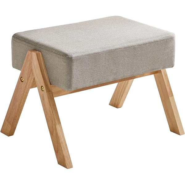 Pouf Ottoman YMYNY En Velours - 40x30x27cm, Pieds Bois, Repose-pieds, Multifonction, Couleur Orange