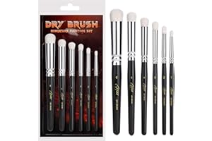 HOTUT Miniature Painting Drybrush Set, 6 Size Masterclass Drybrush Set, Hobby Detail Paint Brushes, Drybrush Set for Warhammer 40k, Miniatures Citadel Model Paint Brushes for DND Miniatures