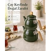 Sultan - Bambu Kulplu Emaye &Ccedil;aydanlık Takımı Koyu Yeşil