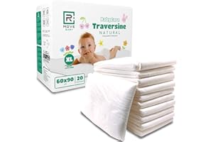 R MOVE 20 traversine neonato fasciatoio 60x90 cm - traverse bambini XL, telini igienici Natural, teli cambio pannolino usa e getta bambini, Morbida fibra naturale di cellulosa super assorbenti