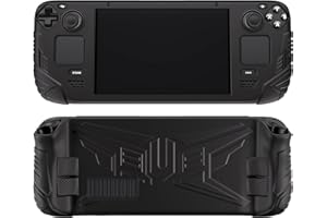 playvital Schutzhülle für Steam Deck,Case Schutzhülle Anti-Rutsche Hülle aus weichem Gummi mit rücktasten-/Stick-Kappen für Steam Deck(Armor Series Schwarz)