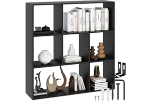 ‎TECTAKE tectake® Bücherregal, Raumteiler, Schrank Regal als Raumteiler im Wohnzimmer, Trennwand Kinderzimmer, Schlafzimmer, Küche oder Garderobe, Würfelregal, Aufbewahrung Büro, Schuhregal (schwarz)