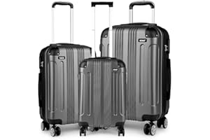 KONO Set di 3 Valigie Rigide e Leggera ABS Trolley con 4 Ruote