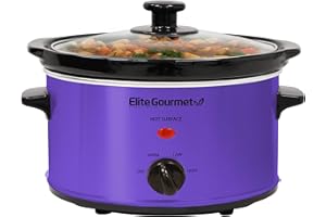 Elite Gourmet MST-275XP Schongarer, elektrisch, oval, einstellbare Temperatur, Vorspeisen, Saucen, Eintöpfe und Dips, Glasdeckel und Topf spülmaschinenfest, 2,27 l, violett