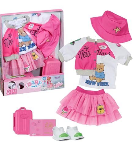 Baby Born Strickkleid-Set – Rosa-weiß Gestreift, Inkl. Leggings, Für Puppen 39-46 Cm