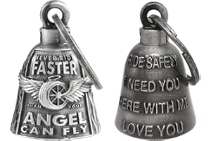 GARGOYLE BELLS 【2Pack】Motorcycle Bells for Biker Good Luck Guardian Riding Bells with Hanger Motorcycle Accessory or Keychain for Luck, Never Ride Faster Than Your Angel Can Fly+ride Safely, Medium