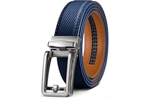 KEMISANT Cintura a Cricchetto in Pelle per Uomo, Regolabile con Fibbia Automatica, Idea Regalo - Taglio su Misura, Costruito per Durare, Vera Pelle, Adatto per Abiti o Casual