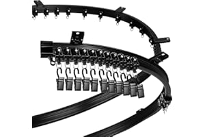 JETEC Riel de Cortina de Techo Curvo Montaje Flexible para Riel de Cortina Recto Flexible Litera Ventana de Bahia Tabique (Negro, 8 m/ 26 ft)