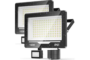 TOPAUBUB LED Strahler mit Bewegungsmelder Außen 100W 2 Stücke - 10000LM LED mit Bewegungsmelder,6500K IP67 LED Scheinwerfer LED Fluter mit Bewegungsmelder, Außenleuchte mit bewegungsmelder für Garten