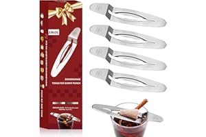 JJKOL Mini Feuerzangenbowle Set, Mini Feuerzange, 4 Stück Zuckerzange für Feuerzangenbowle, 14.5 x 3.5 cm, Zuckerzange Kleine Robuster Edelstahl, Universell Einsetzbares, Silber, Geschenkverpackung