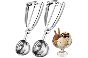 Eislöffel Portionierer Edelstahl, MXJFYY Eisportionier mit Auslöser, 2 Stück Eisportionierer Edelstahl 304 Cupcake Scoop mit Auslöser und Komfortablem Griff für Keks, Melonenkugel, Muffin, Fleischball