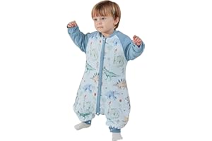 Chilsuessy Baby Winter Schlafsack 3.5 Tog Babyschlafsack mit Füssen Strampler Winterschlafsack mit abnehmbar Ärmel Schlafanzug Kinder Schlafsack, 3.5 Tog/Dinosaurier, XXL/Baby Höhe 115-125cm
