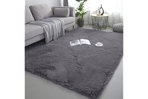 Lekeplus Grey 60x90 Rectangular Tie-Dye Area Rug, High Pile, Non Slip, Indoor, Living Room, Bedroom, Playroom, Nursery Room