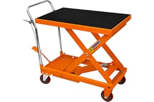 T-MECH Mesa Elevadora Hidráulica Manual Elevador de Tijera Industrial Profesional Comercial para Reparar Coches Motocicletas Taller Garaje Almacén Capacidad 500kg 1100lbs Altura 29-78cm Plataforma 81 x 51cm