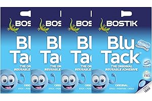 4 x Bostik Blu Tack 60 g – Adesivo riutilizzabile originale per casa, ufficio, fai da te | Alternativa a spilli e nastro | Smart BluHacks Stucco