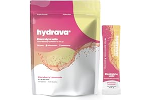Hydrava Electrolytes | Electrolyte Hydration Sachets with Sodium, Magnesium, Vitamin C, & More | Zero Sugar, Advanced Electrolyte Powder for Daily Use | Strawberry Lemonade | 30 Sticks