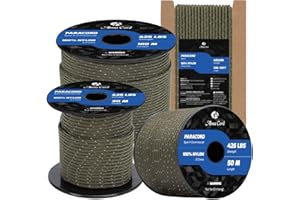 Abma Cord Paracord 3mm 30m Cuerda Paracord 100% Nylon Resistente Tipo II 3 Hebras Cuerda de Paracaídas para Exteriores - MAX. 192 kg - Reflectante Ejército Verde