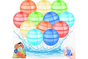 NADSSJL Pack of 12 Reusable Water Bombs, The Ultimate Summer Fun, Easy to Use without Tangling, Self-Closing, Water Toy for Children and the Whole Family
