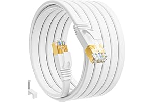 MEIPEK Kabel Ethernet 20m Cat 7 Kabel Sieciowy 20 Metrów Ekranowany Ethernet Cable Kabel Masowy Rj45 Gigabit Biały Pancerz LAN Cable Wysoka Prędkość 600MHz Kat.7 Kabel do Internetu dla Routera Modemu