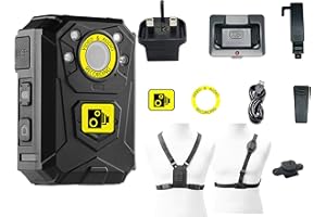 Brifield® BR1 MINI Body Camera QHD 1512p 64GB Internal Memory Card, Night Vision Body Cam, Body Worn Camera, Body Cameras Klick Fast Shoulder and Chest Harness
