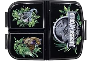 ILS I LOVE SHOPPING Pojemnik na przekąski szkolny z 3 przegródkami Plastikowe pudełko na przekąski dla dzieci Lunch Box - bez BPA do JURASSIC WORLD