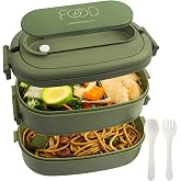 OITUGG 2 Layer Lunch Box &ndash; 1500 ml Lunch Box &ndash; Bento Box with 3 Compartments and Cutlery &ndash; Lunch Boxes for Adult, Designed 2