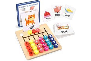 JOYREAL Juego de Letras Laberinto Madera - Letras Scrabble Madera Montessori Juguetes Educativos Juegos de Mesa con 24 Tarjetas Flash para Niños Niñas