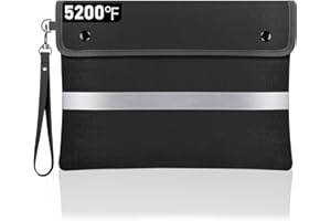 ENGPOW Bolsa de documentos ignífuga de 35,5 x 25,5 cm, con revestimiento de silicona sólida, resistente al fuego y al agua, bolsa de dinero con cerradura, cremallera y tira reflectante, organizador de