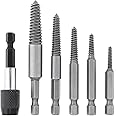 AASONS 6pcs/Set Screw Extractor Easy Out Broken Bolt Extractor Kit With Extension Screw Holder, Damaged Bolt Water Pipe Remover Set Power Drill Bit Tool Hex Shank And Spanner.