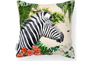 Izabela Peters Outdoor Cushions Waterproof, 43 cm, Filled Outdoor Cushion, Zara's Zebra - Cream, Garden Furniture Cushions, Outdoor Seat Cushions, Garden Chair Cushions