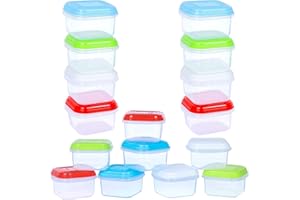 ARSUK Baby Food Storage Containers 120ml - Reusable Small Freezer Jars with Leak Proof Lids - Travel Friendly Baby Weaning Snack Pots - Dishwasher, Freezer & Microwave Safe, BPA Free (Pack of 16)