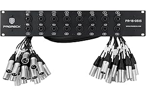PRORECK Rack Mount TRS XLR Combo Splitter Snake Cable, Suitable for Live, Recording, Stage, Studio (5 Foot x 15 Foot - 16 Channel) PR-16-0515, 2U
