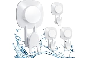 Luxear Lot 4 Crochet Mural Réutilisable Puissant Charge 5Kg, Crochet Ventouse Salle de Bain Porte Serviette Couronne Peignoir Manteau Torchon, Nouvelle Patère Ventouse Cuisine Plastique Blanc