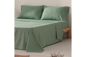 GAMUSI 140 x 190/200 100% bawełna 4-częściowy zestaw prześcieradeł, oddychający, miękki, kolor wody