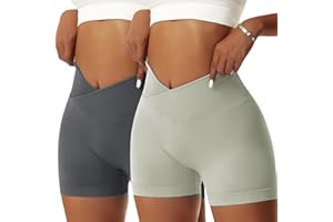 Vertvie Damskie szorty gimnastyczne typu V Cross Scrunch Butt Push Up Joga Szorty do fitnessu, wysoka talia, bezszwowe, krótkie legginsy do treningu i treningu