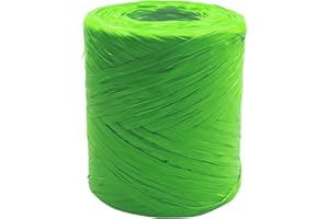 HAPPENINGS Rafia en rollo de rafia sintética de 220 yardas, cinta de papel natural de rafia para regalos, ramos de flores de Navidad, decoraciones de 200 m (verde hierba)