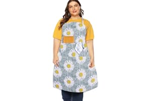 FanChose Plus Size Aprons for Women with Pockets, Men Cotton Kitchen Apron, Canvas Cooking Apron for Barber, Baking, Cooking, Painting, Garden Gardening, Cleaning, BBQ