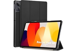WD&CD Cuero Funda Compatible para Xiaomi Redmi Pad SE Case, 11'', Protector Compatible con Xiaomi Redmi Pad SE Funda, PC+PU Caso Carcasa Case Libro de Cuero con Soporte Función, Negro