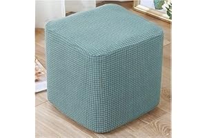 AQIGR Square Ottoman Slipcover Footstool Protector Covers Stool Ottoman Covers Stretch with Elastic Bottom, Feature Textured Checked Fabric Machine Washable (Color : #3, Size : 50x50cm)
