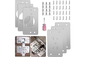 EMHTHME 6 Piezas Placas de Reparación de Bisagras de Gabinete, Placa Reparación Bisagras Acero Inoxidable, placa de fijación de reparación de bisagra, utilizada para muebles, gabinetes de puerta, gabinetes