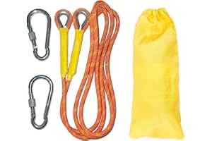 Gangying 2m Corde d'escalade Statique 8mm Cordon Accessoire Équipement Corde d'évacuation avec 2 Mousquetons pour Équipement d'escalade sur Glace Sauvetage Incendie