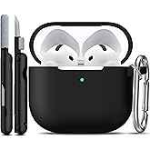R-fun AirPods 4 i&ccedil;in Temizleyici Kitli Kılıf, AirPods i&ccedil;in Anahtarlıklı Tam Koruyucu Yumuşak Cilt Silikon Kapak 4 Nesil Kılıf