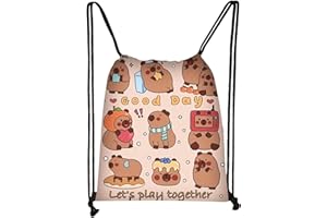 FOSDICK Capybara Sac a Dos Cordon pour Enfants, Sac de Sport avec Cordon de Serrage, Motifs Capybara Gym Bag, Sacs Piscine Enfant, Sacs de Sport pour École Plage Natation Voyage, Cadeau Fille 10 Ans