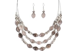 FULU AUTUMN Layered Statement Necklaces for Women Chunky Beaded Necklaces Costume Jewellery Valentines Gifts for Her